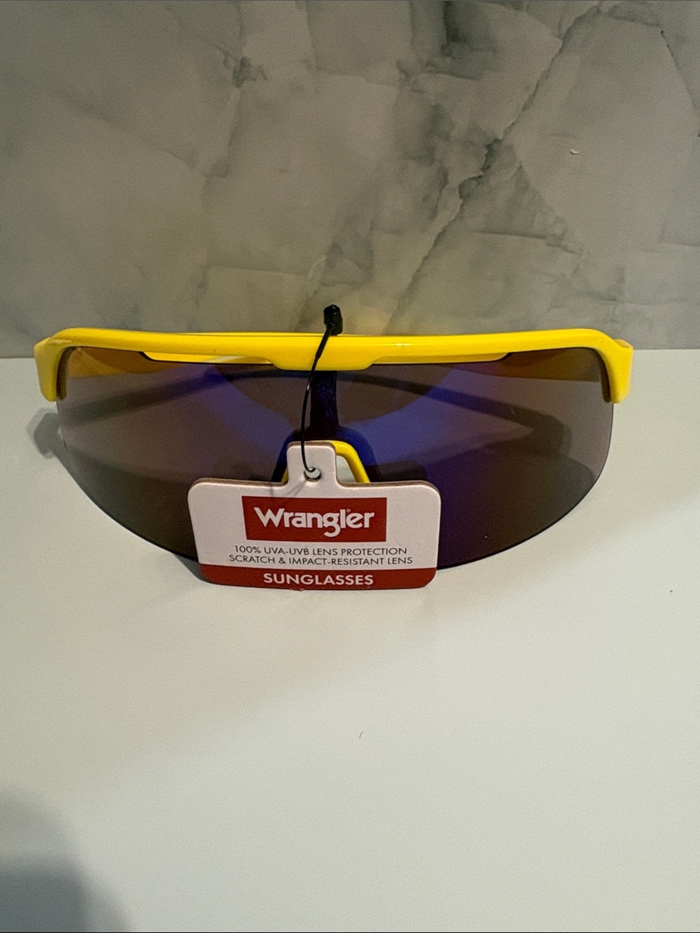 Wrangler Men’s Yellow Shield Sunglasses with Mirrored Lenses